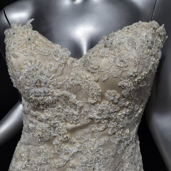 NWT~$1350~CASABLANCA~6/8~IVORY LACE EMBELLISHED STRAPLESS WEDDING DRESS GOWN - Picture 6 of 16